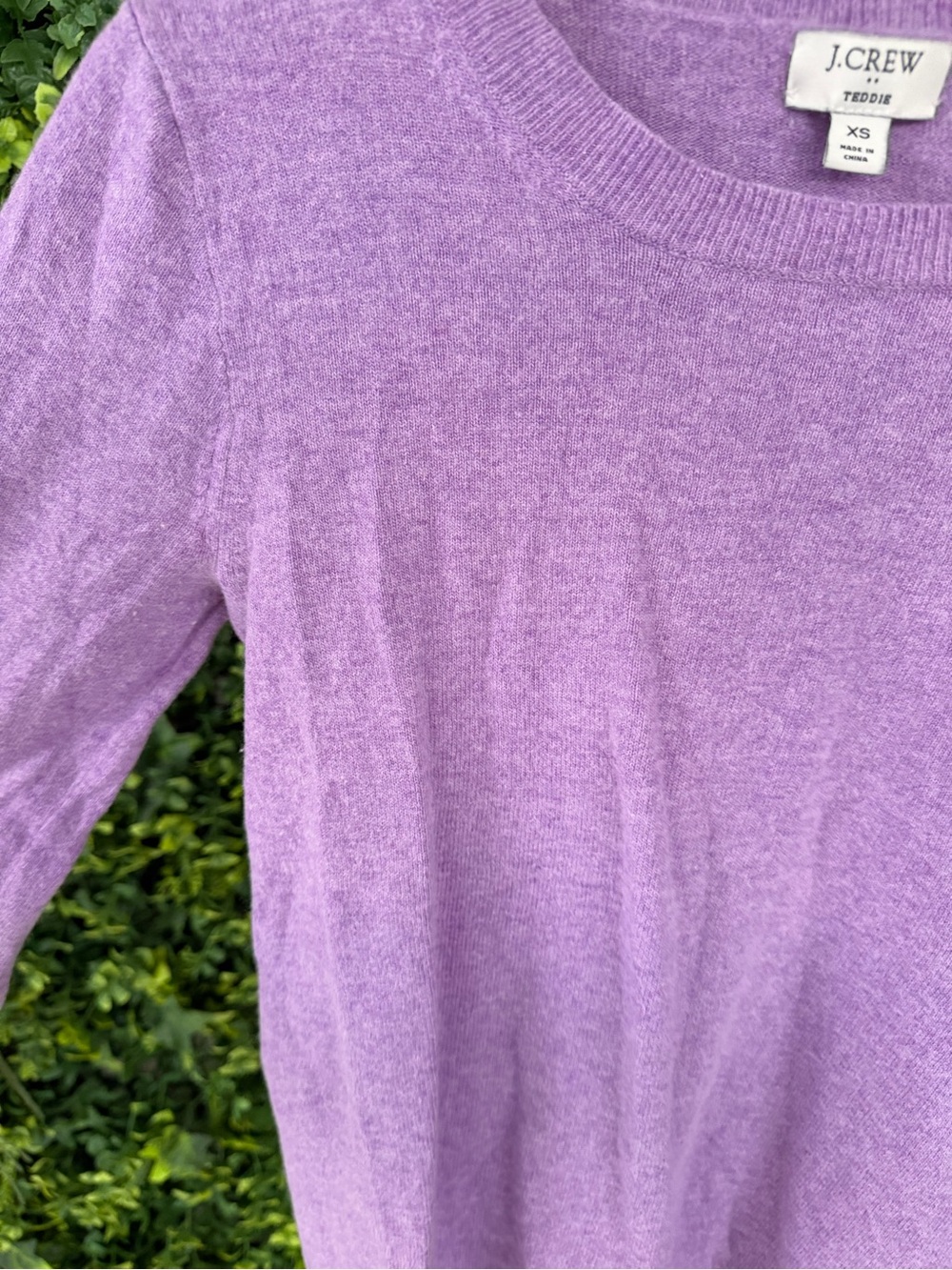 J.Crew Teddie Wool Cotton Blend Sweater XS Lavender Purple Crewneck Knit - Picture 3 of 7